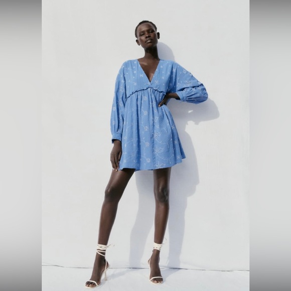 ZARA - Short Embroidered Dress - Picture 1 of 3